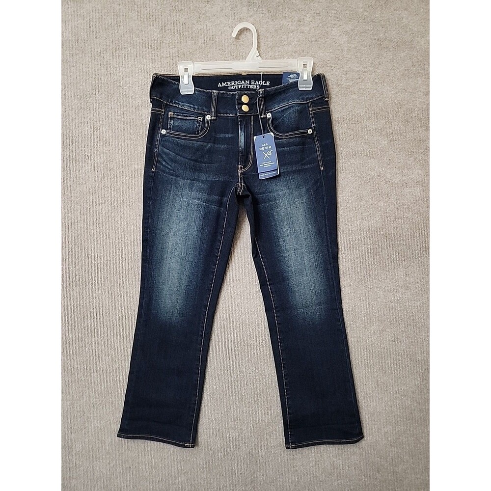 American Eagle Artist Crop Jeans Womens 8 Blue 360 4 Way Performance Stretch NEW